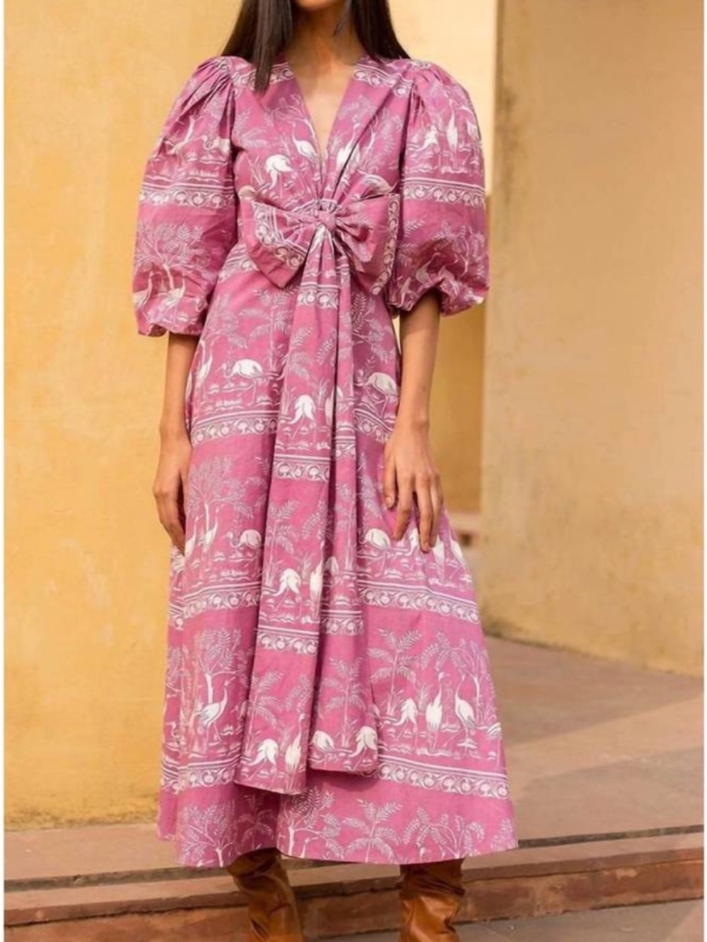 NWT BEYOND BY VERA lola maxi dress in harmony lilac purple tie front modest sz S